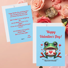 Festividades Rã Engraçada Fofa Corações de Amor Cartão do Dia d