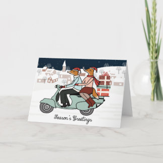 Festividades Raposas num cartão de Natal Vespa