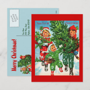 Festividades Recebendo o cartão postal da árvore de Natal