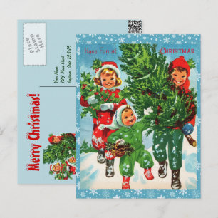 Festividades Recebendo o cartão postal da árvore de Natal