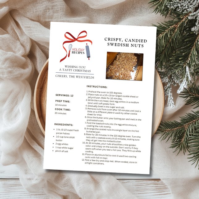 Festividades Receitas de Feriado Nozes Suecas Cartão de Natal (Crispy Candied Swedish Nuts Holiday Recipe Christmas Card)