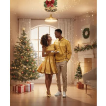 Recém-casados, cartão de Natal do primeiro anivers
