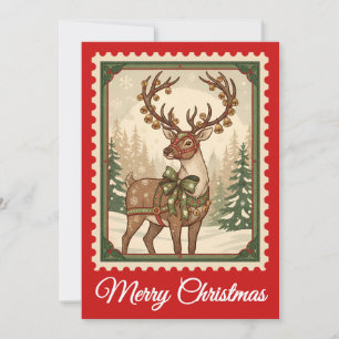 Festividades Reindeer Cartão de Natal com Carimbo de Prefácio