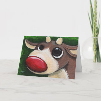 Festividades Rena cheirada vermelha - cartão de Natal