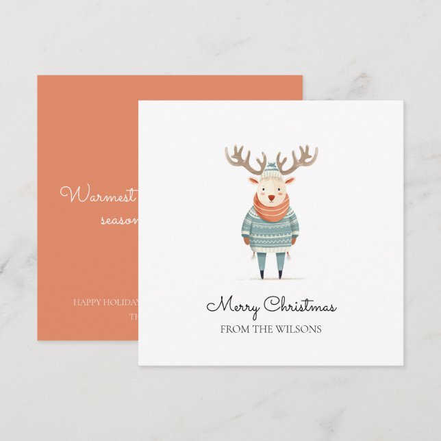Festividades Rena Escandinava Vestindo Um Suéter Cartão de Féri (Frente/Verso)