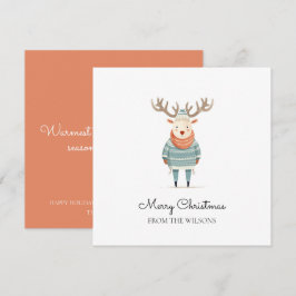 Festividades Rena Escandinava Vestindo Um Suéter Cartão de Féri