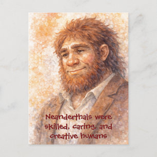 Festividades Retrato de Neandertal Aquarela Cartão Postal Engra