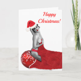 Festividades Retro Vintage Sexy Pinup Girl Art Cartão de Natal