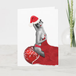 Festividades Retro Vintage Sexy Pinup Girl Art Cartão de Natal