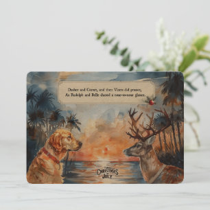 Festividades Rudolph & Belle na Praia – Cartão de Saudação 5x7