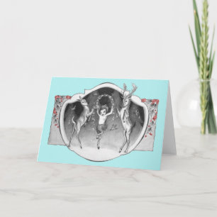 Festividades Satyr de 1920 com cartão de saudação de Deer Xmas