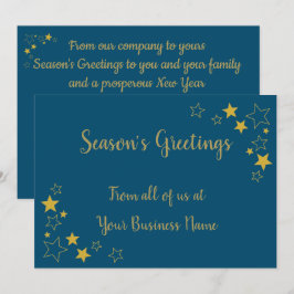 Festividades Saudações de estação Cartão Dourado azul não relig