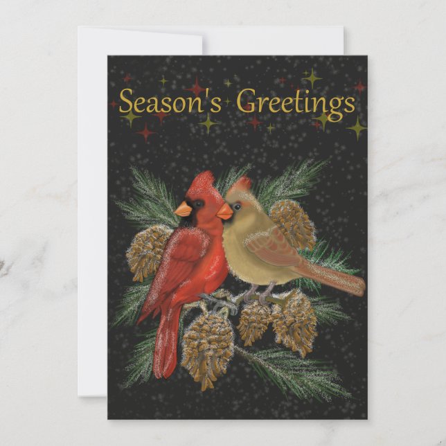 Festividades Saudações de Fim de Ano Cardinals Cartão de Férias (Frente)