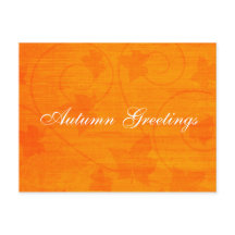 Saudações de Outono Folhas Laranja Cartão Postal