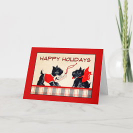 Festividades Scottie Dog Happy Holiders Cartão de Natal