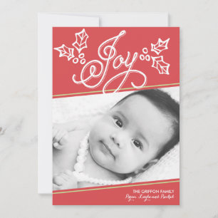 Festividades Script Joy Red Cartão de Natal