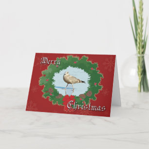 Festividades Seagull e Wreath Feliz Cartão de Saudação de Natal