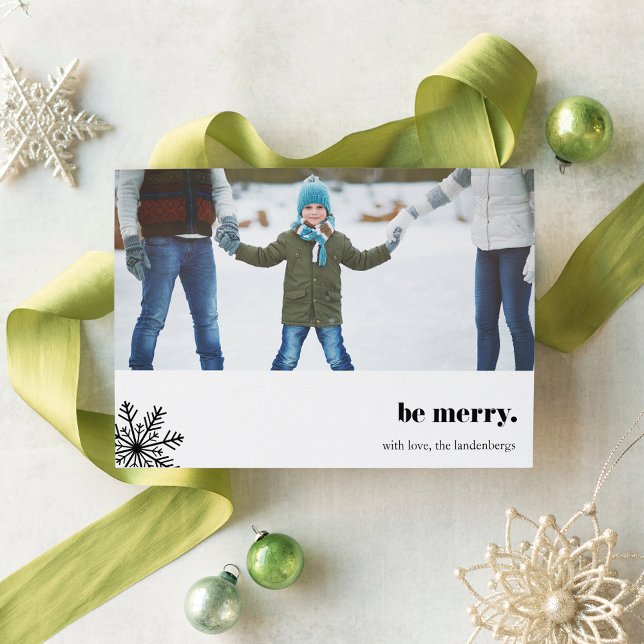 Festividades Seja Feliz | Cartão com fotos de Natal moderno (Criador carregado)