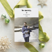 Seja Feliz | Cartão com fotos de Natal moderno