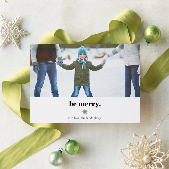 Festividades Seja Feliz | Cartão com fotos de Natal moderno (Criador carregado)