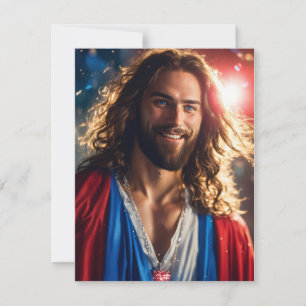Festividades Serenidade Sagrada: Cartão de Natal com Jesus Sorr