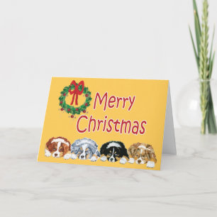 Festividades Shepherd Australiano Puppies Cartão de Natal