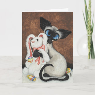 Festividades Siamese Cat Easter Bunny por Cartão de Bihrle