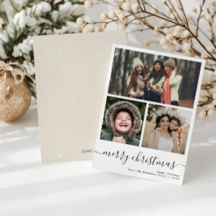 Festividades Simples cartão de natal de três fotos