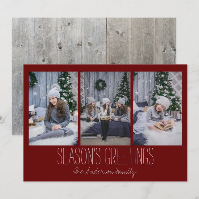 Festividades Simples Três Cartão de Feriado de Fotografia Russo (Frente/Verso)