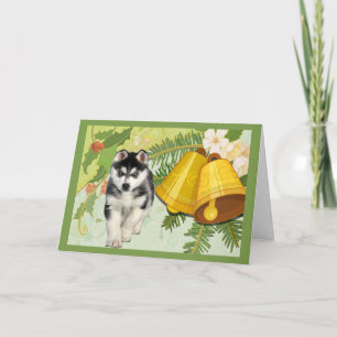 Festividades Sinos De Cartão De Natal Siberiano Husky