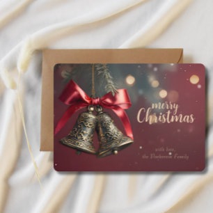 Festividades Sinos e Cartão de Natal Elegante para Árvores Dour