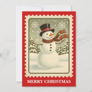Festividades Snowman   Cartão de Natal com Carimbo de Prefácio 