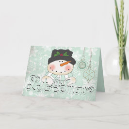Festividades Snowman Deixe-o nevar Cartão de Saudação de Natal