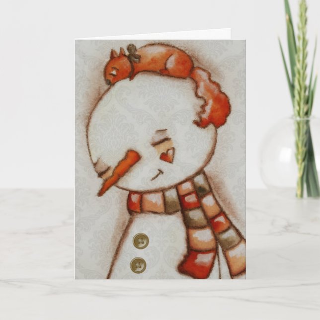 Festividades Snowman e Squirrel - Cartão de Férias (Frente)