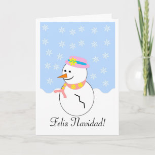 Festividades Snowman Feliz Navidad - Cartão de Natal Espanhol