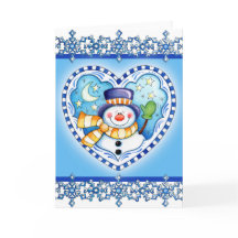 Snowman Heart - Cartão de Saudação