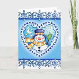 Festividades Snowman Heart - Cartão de Saudação