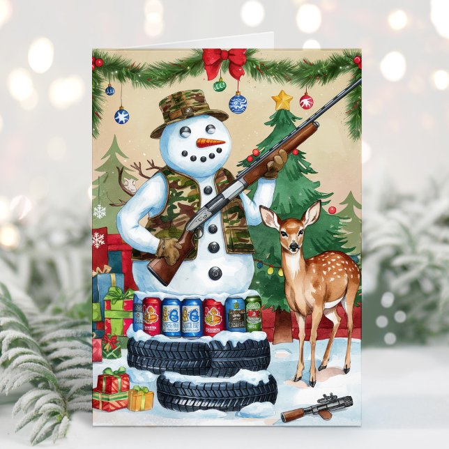 Festividades Snowman Hunter Engraçado Cartão de Natal Redneck (Criador carregado)