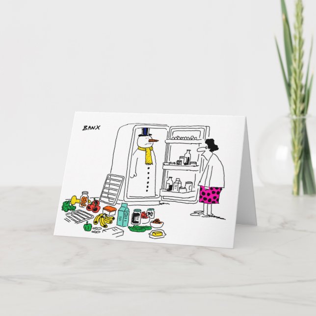 Festividades Snowman no cartão de Natal gelado (Frente)