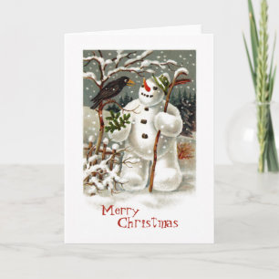 Festividades Sr. Snowman e Sr. Crow - Cartão de Saudação