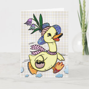 Festividades Sra. Duck e seu cartão de cartoon de chapéu de P