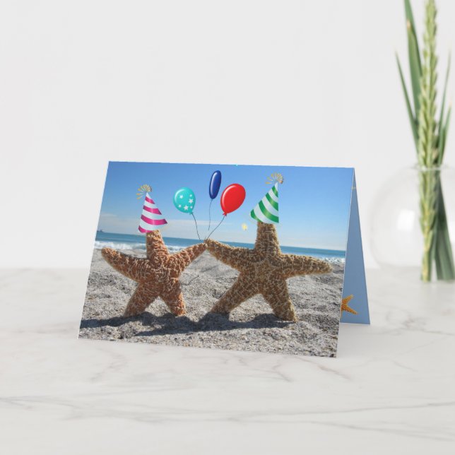 Festividades Starfish Do Açúcar Na Praia - Cartão De Aniversári (Frente)