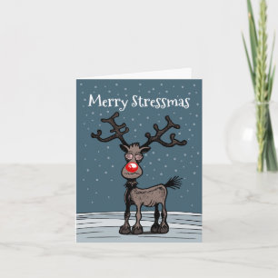 Festividades Stressmas de feliz com Cartão de Natal Rudolph