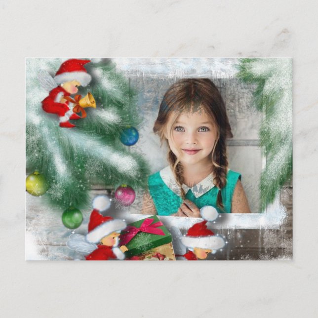 Festividades Surpresa do cartão postal de fotos de Papais noeis (Frente)