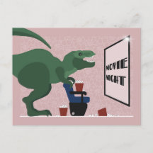 T Rex no cartão postal de noite de cinema