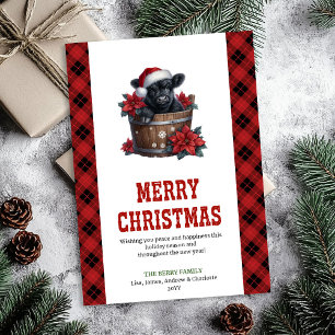 Festividades Tag editável de cartão de Natal de vaca das Terras