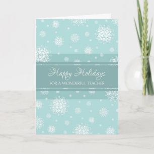 Festividades Teal Snow Teacher Feliz Feriado Cartão de Natal