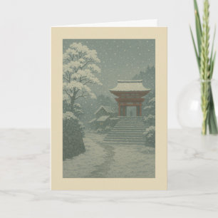 Festividades Templo Japonês no inverno - Cartão de Natal