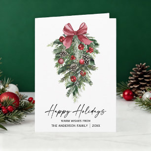 Festividades Tinta de Caligrafia de Pinheiro em Aquarela Cartão