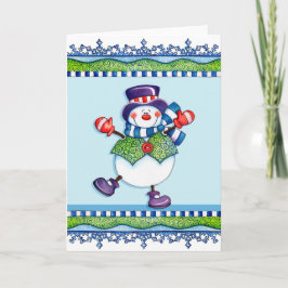 Festividades Top Hat Snowman - Cartão de Saudação